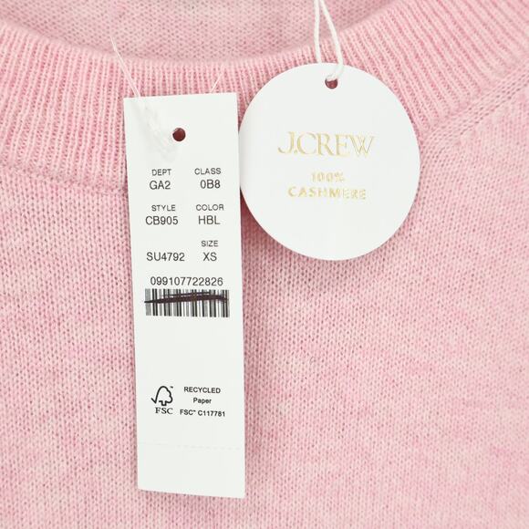 NWT J.Crew Cashmere Oversized Relaxed Fit Crewneck Sweater Pink Size XS - Picture 7 of 8